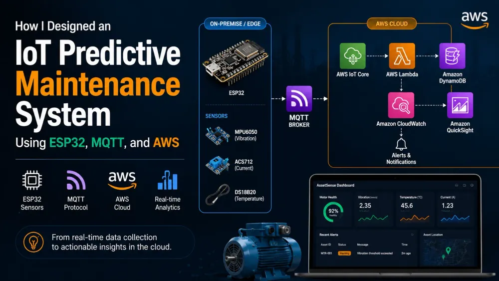 How I Designed an IoT Predictive Maintenance System Using ESP32, MQTT, and AWS