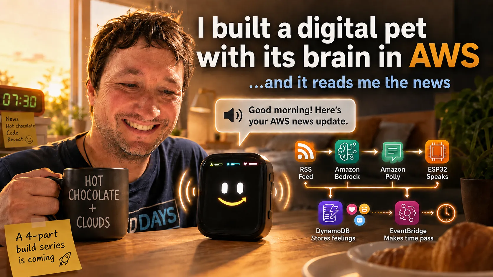 I built a digital pet with its brain in AWS (and it reads me the news)