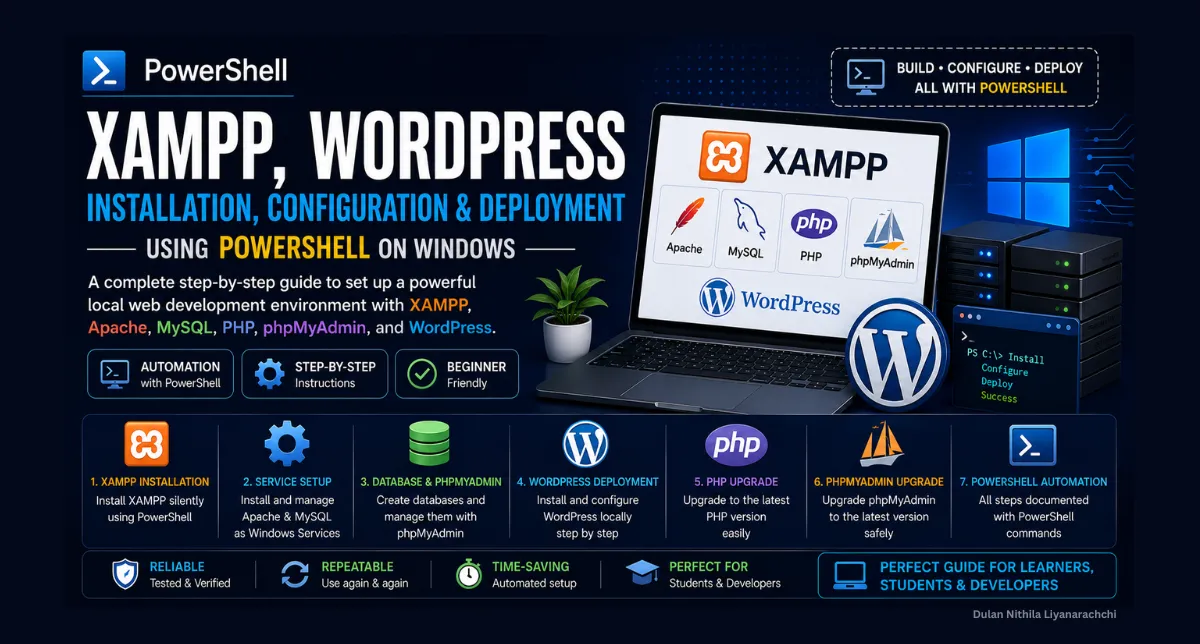 A Complete Guide to Install XAMPP, Configure Apache & MySQL Services, and Deploy WordPress Using PowerShell Commands