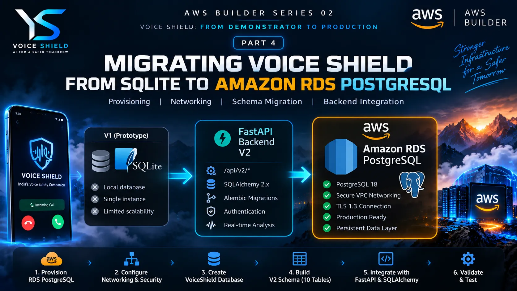 Migrating VOICE SHIELD from SQLite to Amazon RDS PostgreSQL
