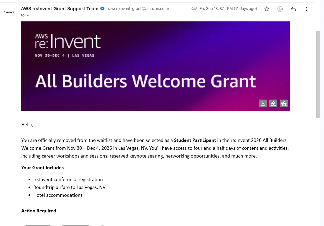 From Campus Leader to Las Vegas: I’m Heading to AWS re:Invent 2026!