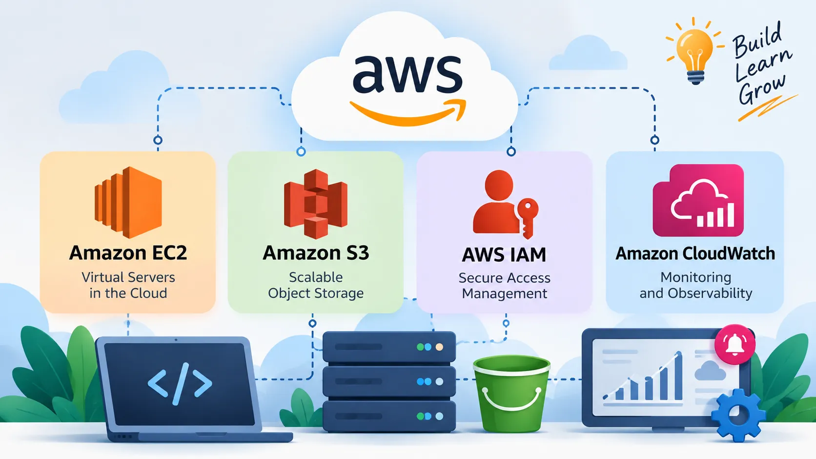 Understanding Four Essential AWS Services: EC2, S3, IAM, and CloudWatch