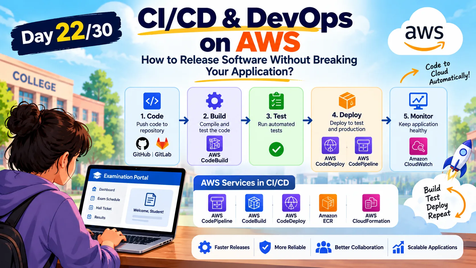 🚀 Day 22/30: CI/CD & DevOps on AWS — How to Release Software Without ...